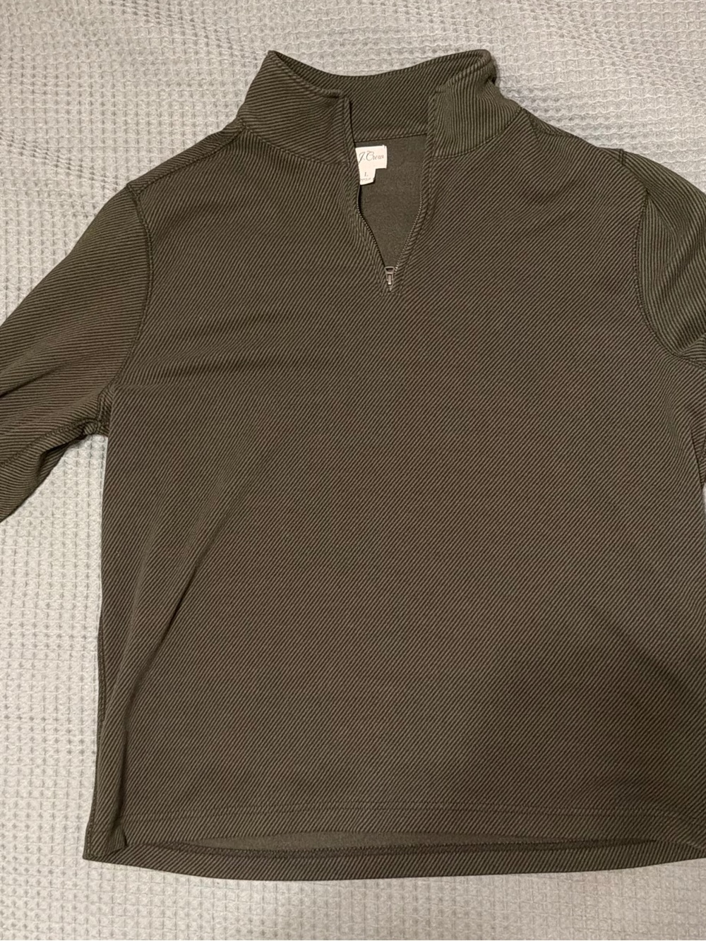 J. Crew Men's Olive Quarter-Zip Sweater